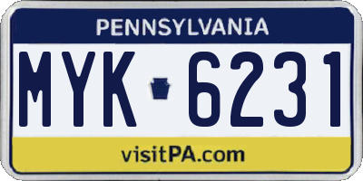 PA license plate MYK6231