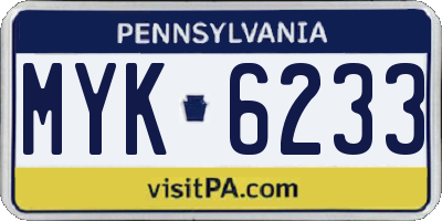 PA license plate MYK6233