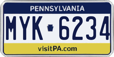 PA license plate MYK6234