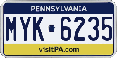 PA license plate MYK6235