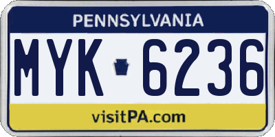 PA license plate MYK6236