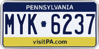 PA license plate MYK6237