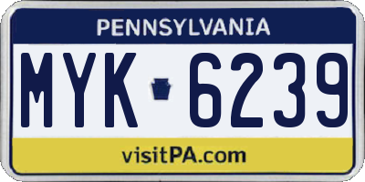 PA license plate MYK6239