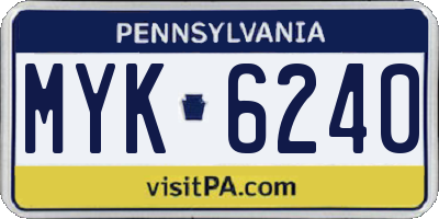 PA license plate MYK6240
