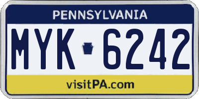 PA license plate MYK6242