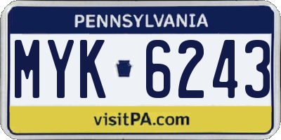 PA license plate MYK6243
