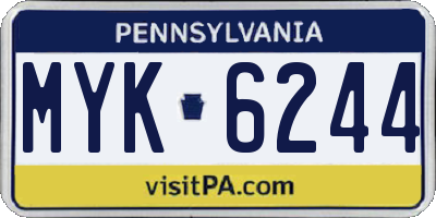 PA license plate MYK6244