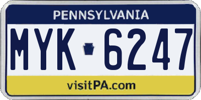 PA license plate MYK6247