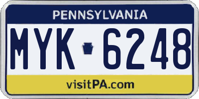 PA license plate MYK6248