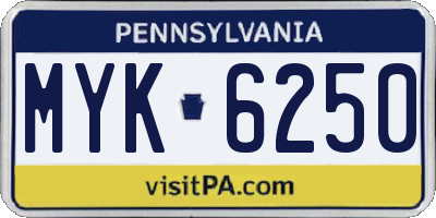 PA license plate MYK6250