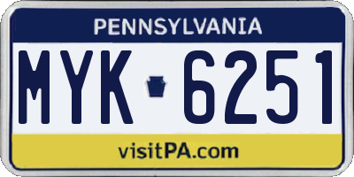 PA license plate MYK6251