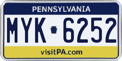 PA license plate MYK6252