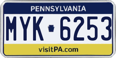 PA license plate MYK6253