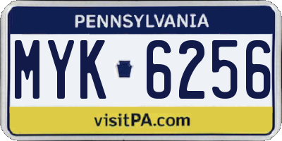 PA license plate MYK6256