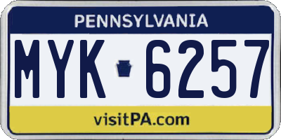 PA license plate MYK6257