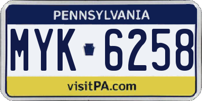PA license plate MYK6258