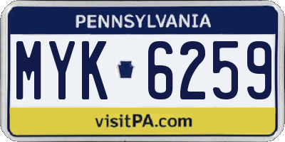 PA license plate MYK6259