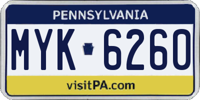 PA license plate MYK6260
