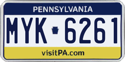 PA license plate MYK6261