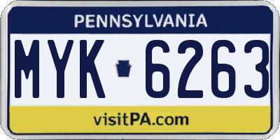 PA license plate MYK6263
