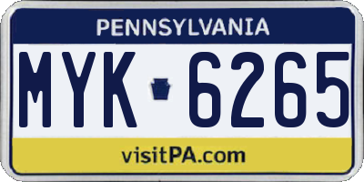 PA license plate MYK6265