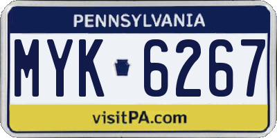 PA license plate MYK6267