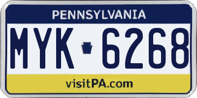 PA license plate MYK6268