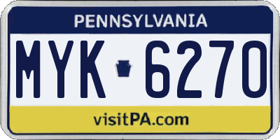 PA license plate MYK6270