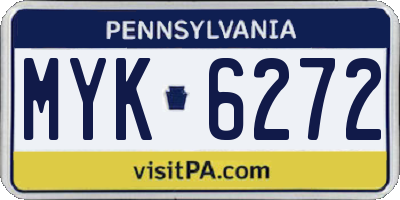 PA license plate MYK6272