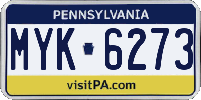 PA license plate MYK6273