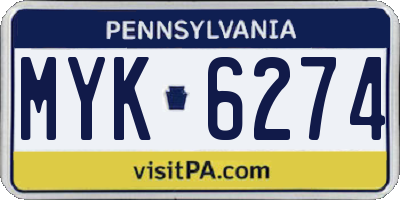 PA license plate MYK6274