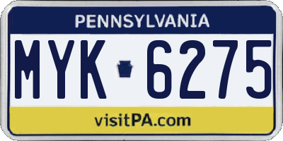 PA license plate MYK6275