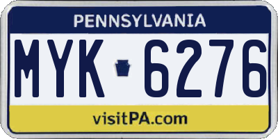 PA license plate MYK6276