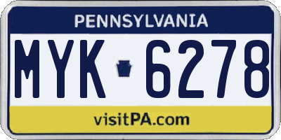 PA license plate MYK6278