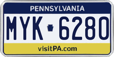 PA license plate MYK6280