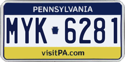 PA license plate MYK6281