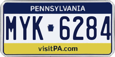 PA license plate MYK6284
