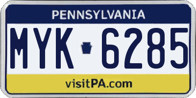 PA license plate MYK6285