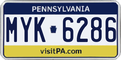 PA license plate MYK6286