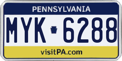 PA license plate MYK6288