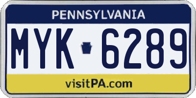 PA license plate MYK6289