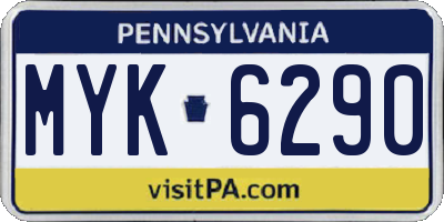 PA license plate MYK6290