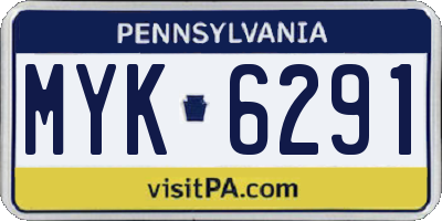PA license plate MYK6291