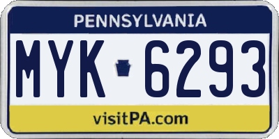 PA license plate MYK6293