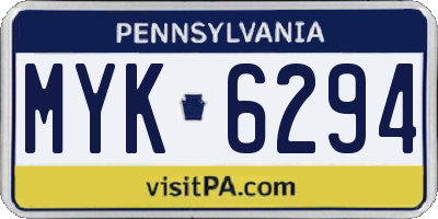 PA license plate MYK6294