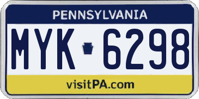 PA license plate MYK6298