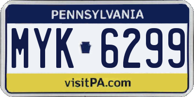 PA license plate MYK6299