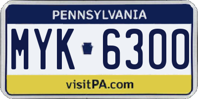PA license plate MYK6300
