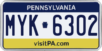 PA license plate MYK6302