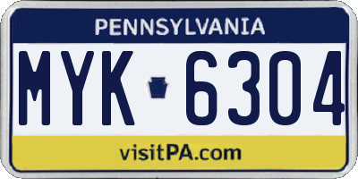 PA license plate MYK6304